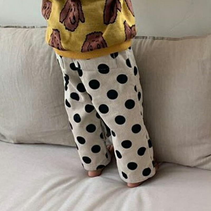 【キッズ20%OFF】裏起毛コーデュロイドットパンツ・u08878 キッズ【3~8才】【pt】【パンツ ズボン　ロングパンツ 長ズボン ジョガーパンツ 裏起毛 シンプル カジュアル ラフ ドット柄 女の子 男の子 冬 韓国 韓国子供服 子供 こども 子供服 こども服】【KIDS】