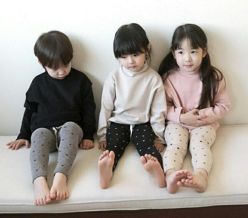【キッズ20%OFF】ハート柄リブレギンスパンツ(kids)・u08940 キッズ【3~8才】【pt】【レギンス　パンツ ズボン ロングパンツ 長ズボン ハート 柄 リブ リブレギンス カジュアル 女の子 秋 冬 春 韓国 韓国子供服 子供 こども 子供服 こども服】【KIDS】