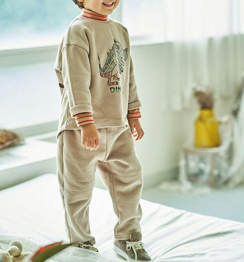 【キッズ20%OFF】裏起毛ダイナソースウェット上下SET(kids)・u08787 キッズ【3~8才】【set】【セットアップ setup 上下 トップス スウェット トレーナー パンツ ズボン 裏起毛 恐竜 女の子 男の子 冬 韓国 韓国子供服 子供 こども 子供服 こども服】【KIDS】