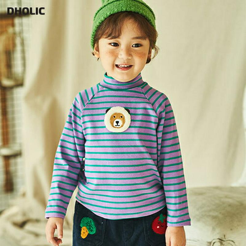 裏起毛ボーダー長袖Tシャツ(kids)・u08798 キッズ【3~8才】【tops】【トップス Tシャツ 長袖 ボーダー 柄 裏起毛 ハイネック カジュアル 可愛い かわいい 女の子 男の子 冬 韓国 韓国子供服 子供 こども 子供服 こども服】【KIDS】