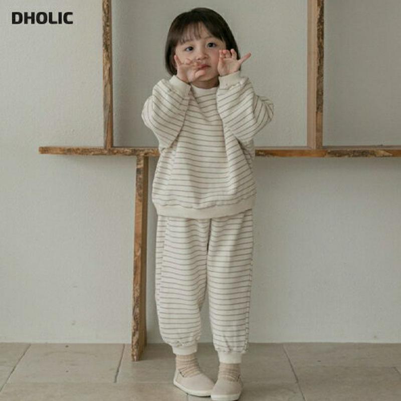 【キッズ20%OFF】裏起毛ボーダースウェット上下SET・u08867 キッズ【3~8才】【set】【セットアップ setup トップス スウェット トレーナ 長袖 ボーダー 柄 裏起毛 パンツ ズボン カジュアル ラフ 女の子 男の子 冬 韓国 韓国子供服 子供 こども 子供服 こども服】【KIDS】