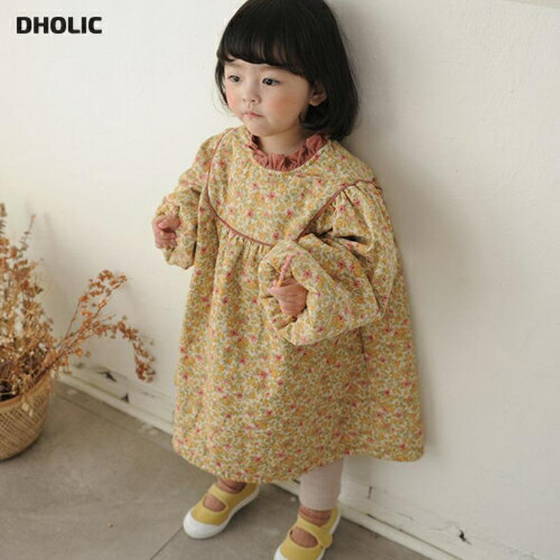 【キッズ20%OFF】フラワーゴールデンワンピース・u08528 キッズ【3~8才】【ops】【ワンピース ロング ロングワンピース 長袖 フラワー 花柄 小花柄 可愛い かわいい 女の子 春 秋 韓国 韓国子供服 子供 こども 子供服 こども服】【KIDS】