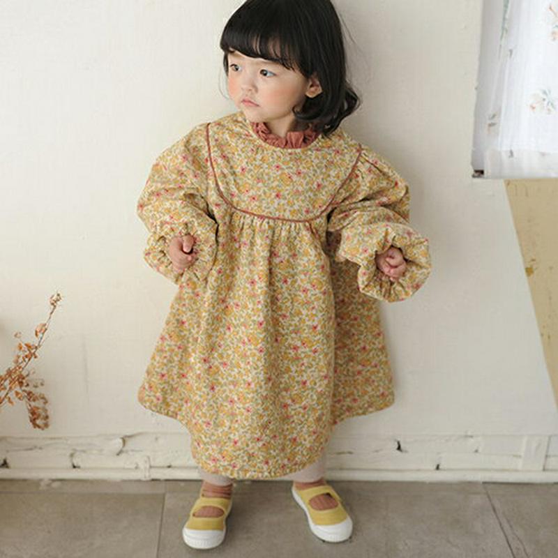 【キッズ20%OFF】フラワーゴールデンワンピース・u08528 キッズ【3~8才】【ops】【ワンピース ロング ロングワンピース 長袖 フラワー 花柄 小花柄 可愛い かわいい 女の子 春 秋 韓国 韓国子供服 子供 こども 子供服 こども服】【KIDS】