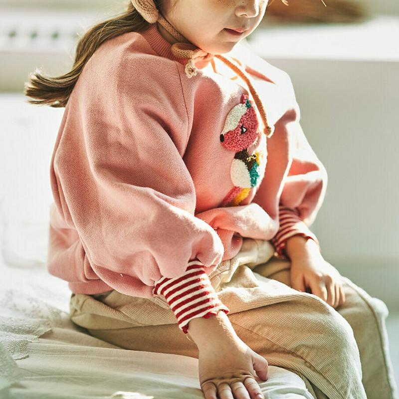 【キッズ20%OFF】裏起毛バンビスウェット(kids)・u08794 キッズ【3~8才】【tops】【トップス スウェット トレーナー 長袖 バンビ 裏起毛 可愛い かわいい ガーリー カジュアル　女の子 男の子 冬 韓国 韓国子供服 子供 こども 子供服 こども服】【KIDS】