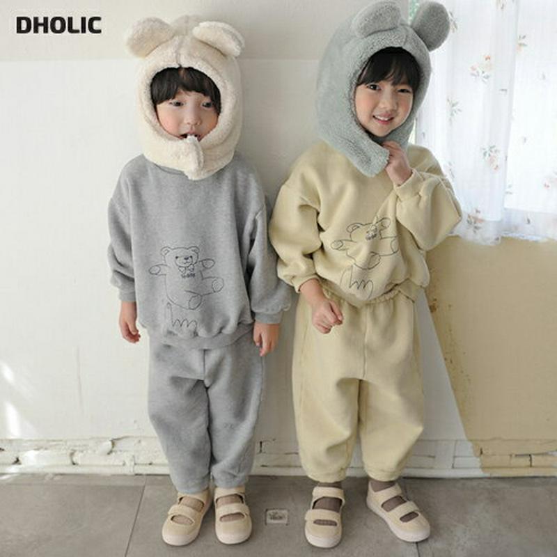 【キッズ20%OFF】裏起毛フィンガーベアースウェット上下SET・u08531 キッズ【3~8才】【set】【セットアップ setup 上下 トップス スウェット トレーナー 長袖 裏起毛 パンツ ズボン かわいい 女の子 男の子 冬 韓国 韓国子供服 子供 こども 子供服 こども服】【KIDS】