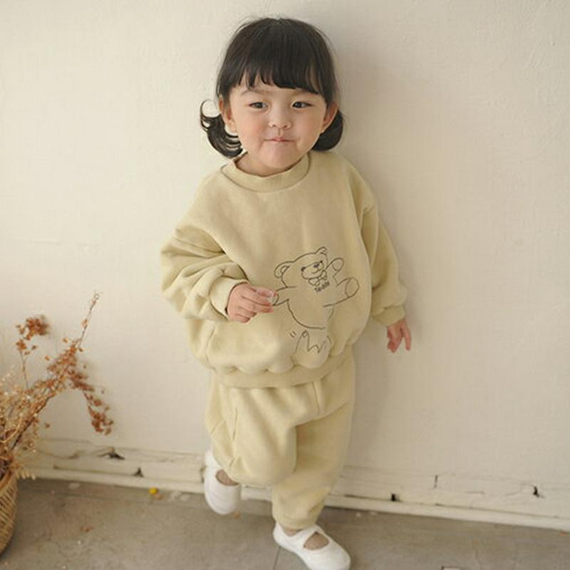 【キッズ20%OFF】裏起毛フィンガーベアースウェット上下SET・u08531 キッズ【3~8才】【set】【セットアップ setup 上下 トップス スウェット トレーナー 長袖 裏起毛 パンツ ズボン かわいい 女の子 男の子 冬 韓国 韓国子供服 子供 こども 子供服 こども服】【KIDS】