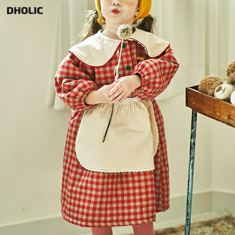 【キッズ20%OFF】ビックカラーワンピース(kids)・u08772 キッズ【3~8才】【ops】【ワンピース ロング ロングワンピース 長袖 チェック柄 ギンガムチェック ビックカラー ガーリー 可愛い かわいい 女の子 秋 韓国 韓国子供服 子供 こども 子供服 こども服】【KIDS】