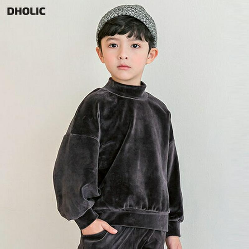 ベルベット長袖Tシャツ・p008657 キッズ【3~8才】【tops】【トップス Tシャツ 長袖 ベルベット ベロア 単色 無地 シンプル カジュアル ラフ 女の子 男の子 秋 冬 韓国 韓国子供服 子供 こども 子供服 こども服】【KIDS】