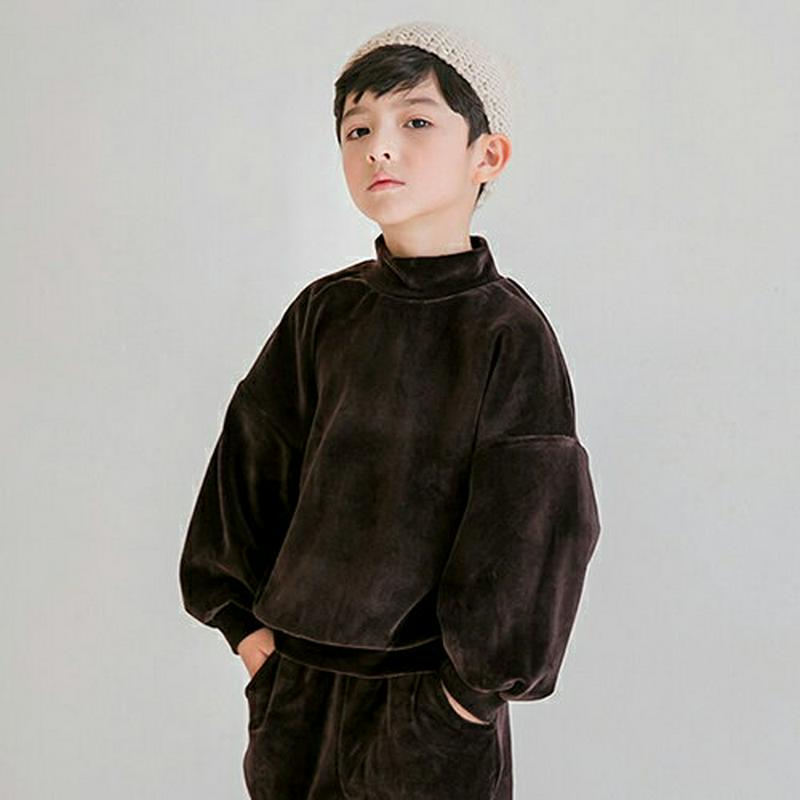 ベルベット長袖Tシャツ・p008657 キッズ【3~8才】【tops】【トップス Tシャツ 長袖 ベルベット ベロア 単色 無地 シンプル カジュアル ラフ 女の子 男の子 秋 冬 韓国 韓国子供服 子供 こども 子供服 こども服】【KIDS】