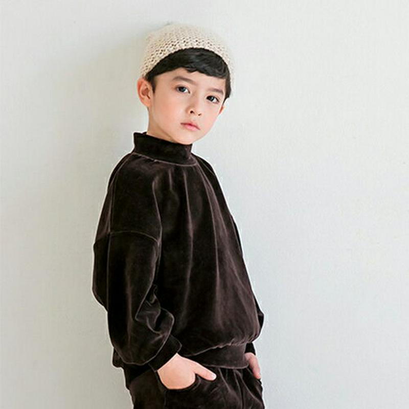 ベルベット長袖Tシャツ・p008657 キッズ【3~8才】【tops】【トップス Tシャツ 長袖 ベルベット ベロア 単色 無地 シンプル カジュアル ラフ 女の子 男の子 秋 冬 韓国 韓国子供服 子供 こども 子供服 こども服】【KIDS】