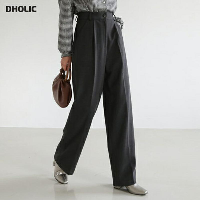 【マラソン特価】裏起毛ストレートスラックス・全3色・t61098 レディース【pt】 韓国ファッション 人気 スラックス パンツ ロング 丈 単色 無地 シンプル ストレート 裏起毛 楽ちん カジュアル 秋 冬 くすみ 高見え ハイホリHIHOLLI