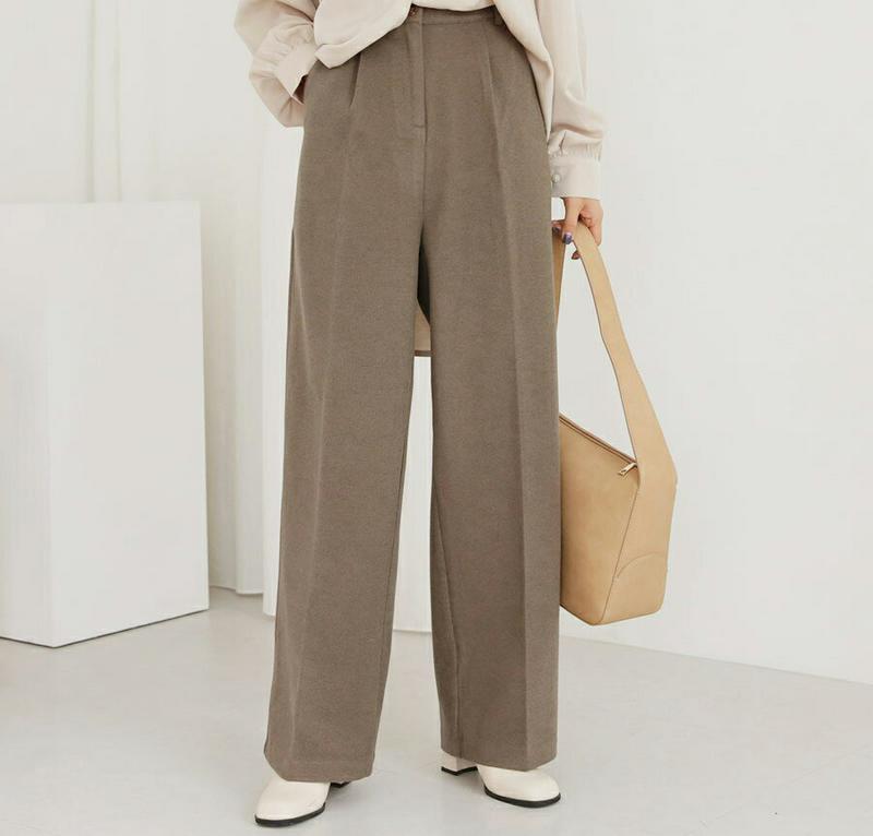 【マラソン特価】裏起毛ストレートスラックス・全3色・t61098 レディース【pt】 韓国ファッション 人気 スラックス パンツ ロング 丈 単色 無地 シンプル ストレート 裏起毛 楽ちん カジュアル 秋 冬 くすみ 高見え ハイホリHIHOLLI