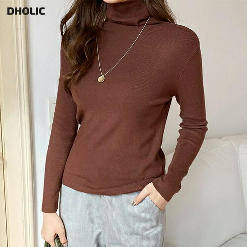 【新作10%OFF】タートルネックニット・全4色・t32613 レディース【tops】【韓国 ファッション トップス ニット ニットトップス ロングスリーブ 長袖 タートルネック スリム シンプル 単色 無地 カジュアル ベーシック ラフ 秋 冬】【ハイホリHIHOLLI】