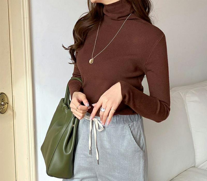 【新作10%OFF】タートルネックニット・全4色・t32613 レディース【tops】【韓国 ファッション トップス ニット ニットトップス ロングスリーブ 長袖 タートルネック スリム シンプル 単色 無地 カジュアル ベーシック ラフ 秋 冬】【ハイホリHIHOLLI】