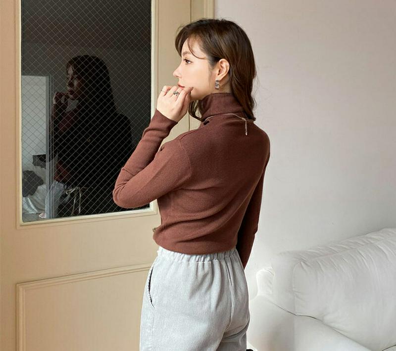 【新作10%OFF】タートルネックニット・全4色・t32613 レディース【tops】【韓国 ファッション トップス ニット ニットトップス ロングスリーブ 長袖 タートルネック スリム シンプル 単色 無地 カジュアル ベーシック ラフ 秋 冬】【ハイホリHIHOLLI】