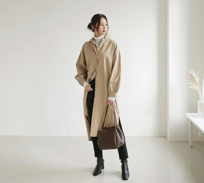 【新作10%OFF】ロングシャツワンピース・全3色・t61073 レディース【ops】【韓国 ファッション ワンピース ロングワンピース シャツワンピース シャツ ロングスリーブ 長袖 アンバランス スリット シンプル カジュアル 単色 無地 ゆったり 綿 コットン 秋 冬】