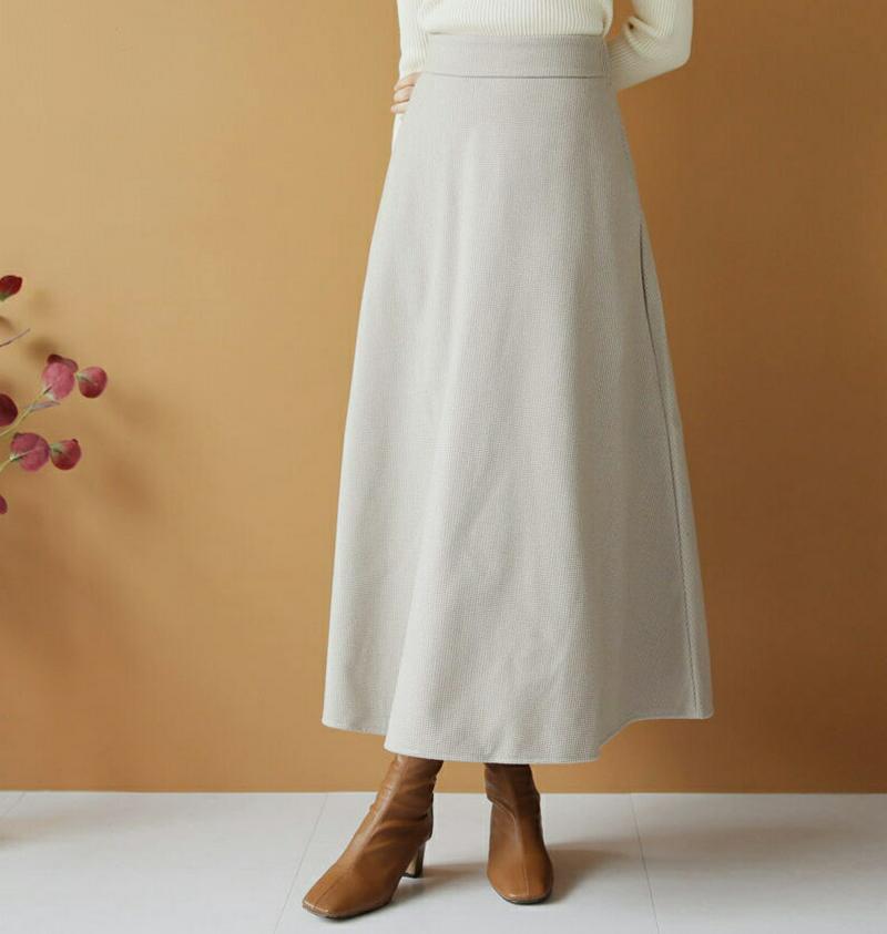 【新作10%OFF】チェックフレアスカート・全2色・b61091 レディース【sk】【韓国 ファッション ボトムス スカート ロング丈 ロングスカート フレア フレアスカート ハウンドトゥース チェック柄 バックゴム シンプル 大人 上品 秋 冬】