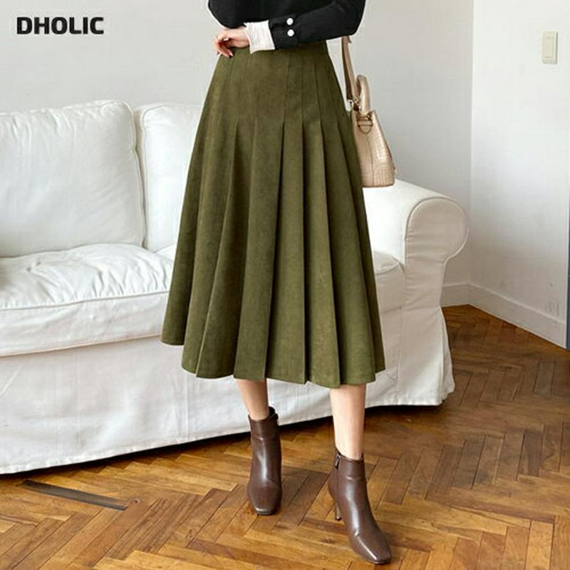 【新作10%OFF】フロントプリーツスカート・全3色・b65254 レディース【sk】【韓国 ファッション ボトムス スカート ロング丈 ロングスカート プリーツ プリーツスカート バックゴム Aライン シンプル カジュアル 大人 ガーリー 秋 冬】【ハイホリHIHOLLI】