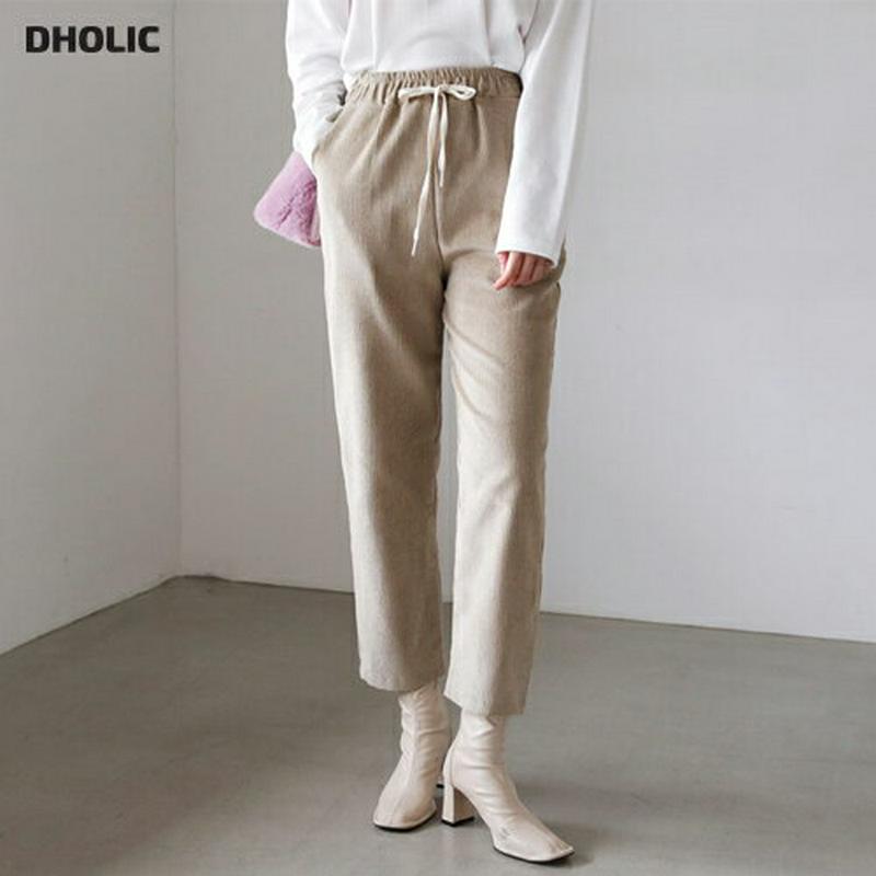 【新作10%OFF】コーデュロイトレンディパンツ・全4色・t44308 レディース【pt】【韓国 ファッション ボトムス ズボン パンツ クロップドパンツ コーデュロイ コーデュロイパンツ ストリング シンプル 単色 無地 カジュアル 綿 コットン ラフ 秋 冬】【ハイホリHIHOLLI】