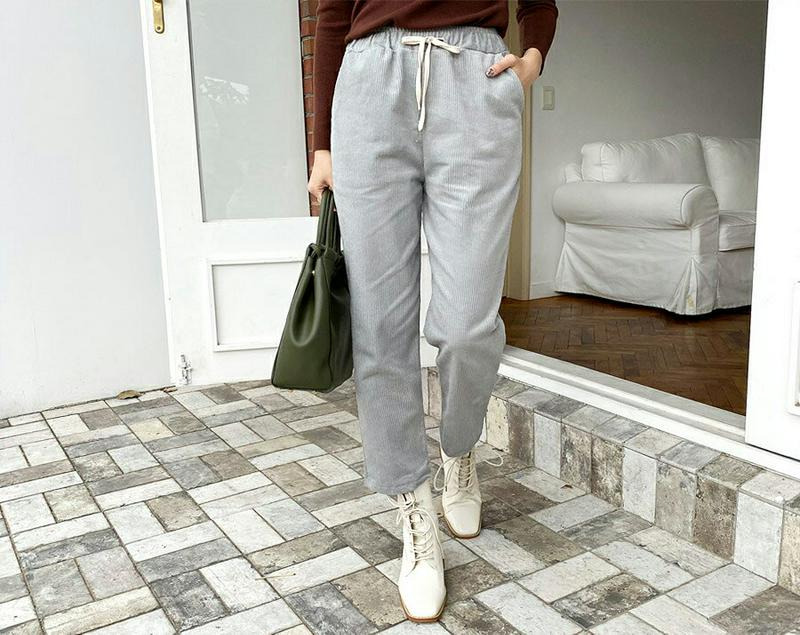 【新作10%OFF】コーデュロイトレンディパンツ・全4色・t44308 レディース【pt】【韓国 ファッション ボトムス ズボン パンツ クロップドパンツ コーデュロイ コーデュロイパンツ ストリング シンプル 単色 無地 カジュアル 綿 コットン ラフ 秋 冬】【ハイホリHIHOLLI】