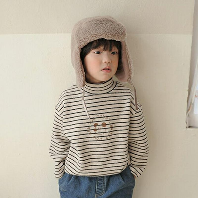 【キッズ20%OFF】マウスポイントボーダーTシャツ・u08545 キッズ【3~8才】【tops】【トップス Tシャツ 長袖 ボーダー 柄 可愛い かわいい ハイネック プリント 女の子 男の子 秋 冬 韓国 韓国子供服 子供 こども 子供服 こども服】【KIDS】