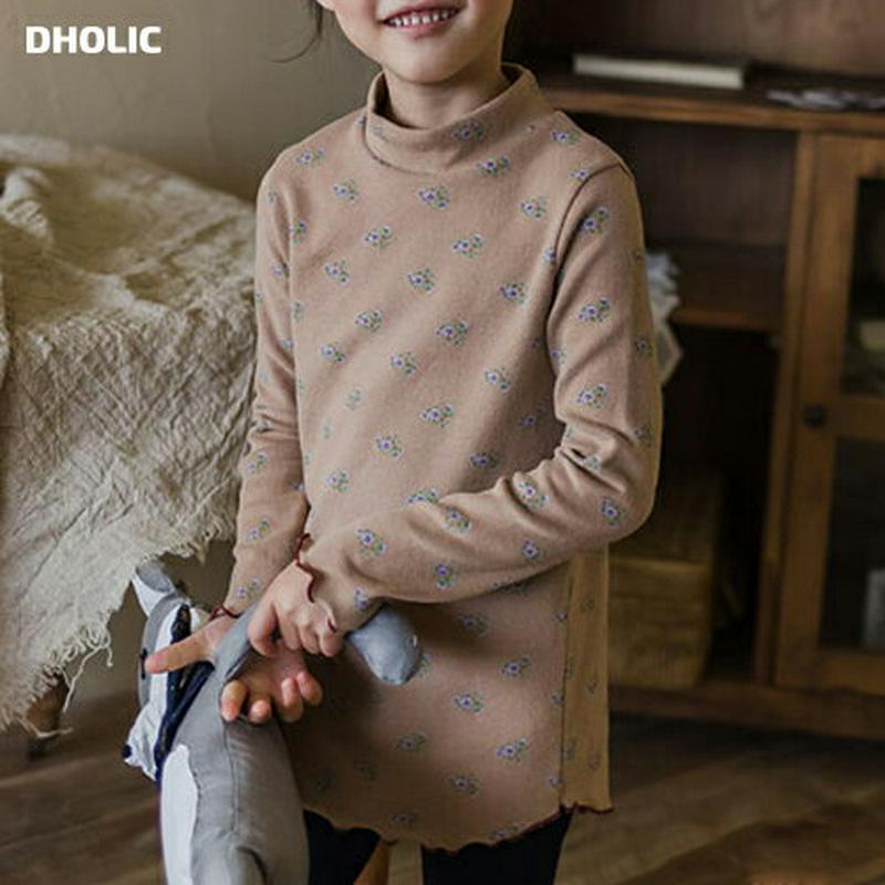 【キッズ20%OFF】フラワーハイネック長袖Tシャツ・u08682 キッズ【3~8才】【tops】【トップス Tシャツ 長袖 ロンT ハイネック 花柄 フラワー 可愛い かわいい 女の子 秋 冬 韓国 韓国子供服 子供 こども 子供服 こども服】【KIDS】