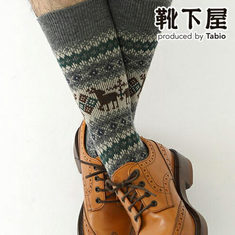 【全品送料無料★〜12/26 23:59迄】【あす楽】【Tabio MEN】 メンズ ウール トナカイ柄ソックス / 靴下屋 靴下 タビオ Tabio くつ下 メンズ 日本製 2012ka