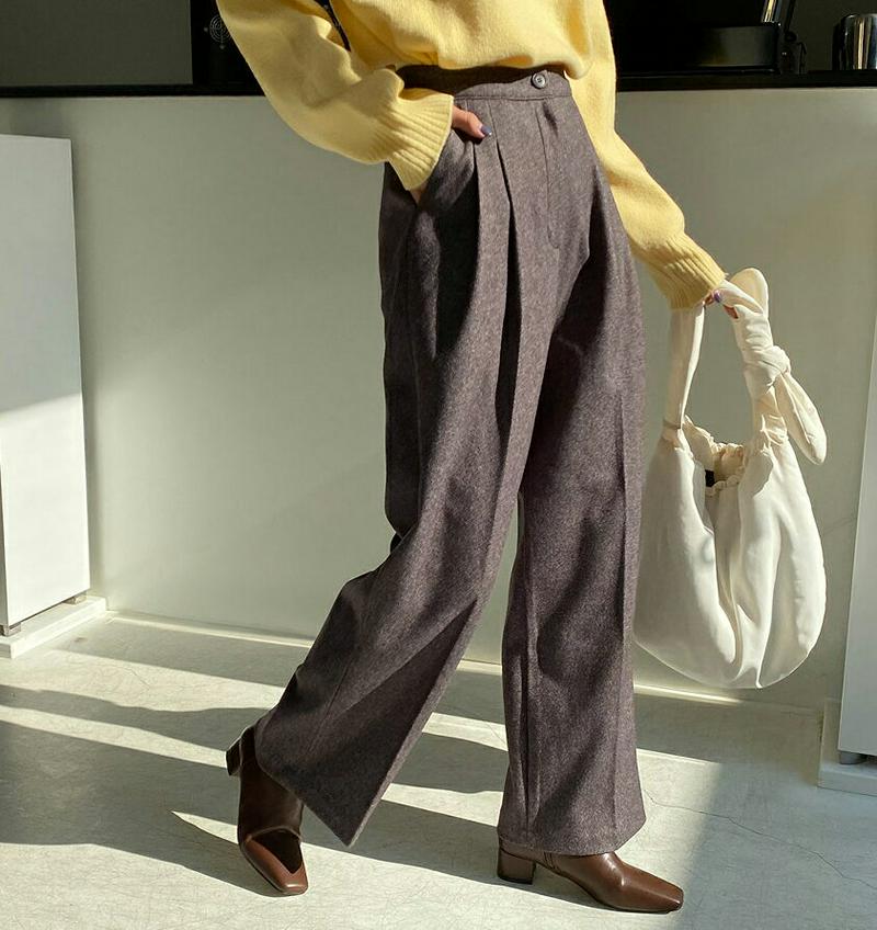 【新作10%OFF】ウエストゴムスラックス・全2色・t56277 レディース【pt】【韓国 ファッション ボトムス ズボン パンツ ロングパンツ ワイドパンツ スラックス ワイドスラックス ウエストゴム タック シンプル カジュアル ゆったり 大人 上品 秋 冬】