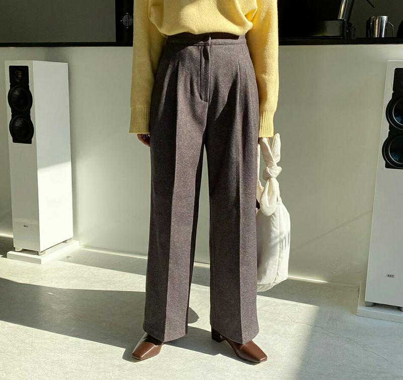 【新作10%OFF】ウエストゴムスラックス・全2色・t56277 レディース【pt】【韓国 ファッション ボトムス ズボン パンツ ロングパンツ ワイドパンツ スラックス ワイドスラックス ウエストゴム タック シンプル カジュアル ゆったり 大人 上品 秋 冬】