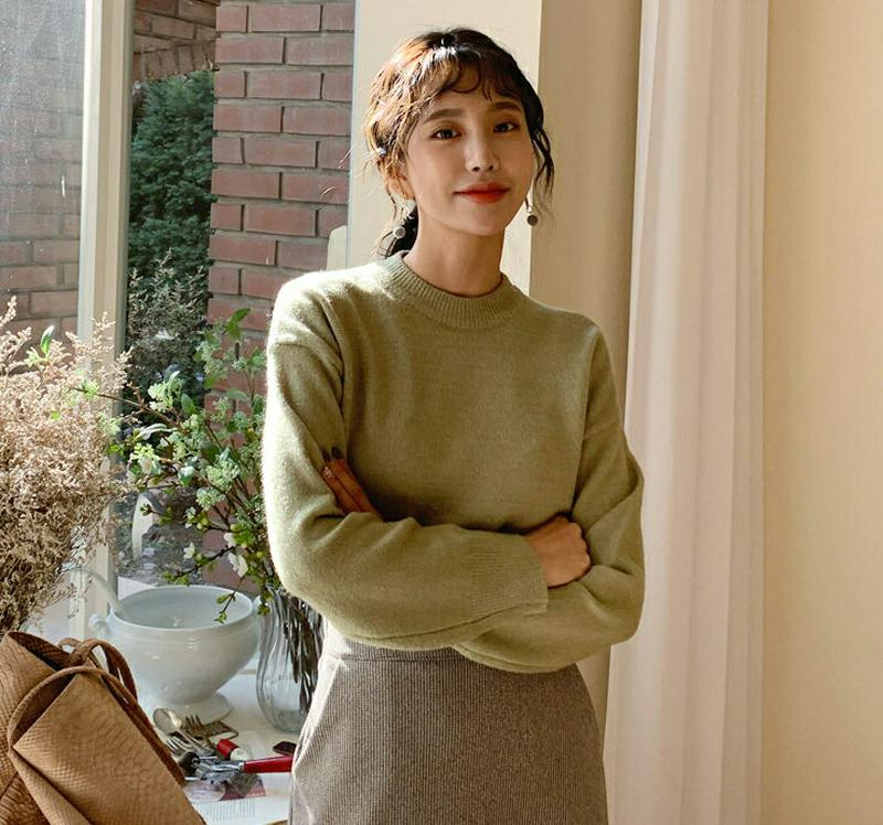 【只今10%OFF】ラウンドネックニット・全5色・t64494 レディース【tops】【韓国 ファッション トップス ニット ニットトップス ロングスリーブ 長袖 ラウンドネック シンプル 単色 無地 カジュアル ベーシック ルーズ ゆったり ラフ 秋 冬】