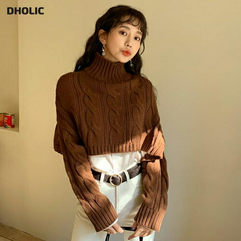 【只今15%OFF】ツイストハイネッククロップドニット・全4色・t64496 レディース【tops】【韓国 ファッション トップス ニット ニットトップス ロングスリーブ 長袖 ハイネック クロップド クロップド丈 ツイスト リブ シンプル カジュアル レイヤード 大人 秋 冬】