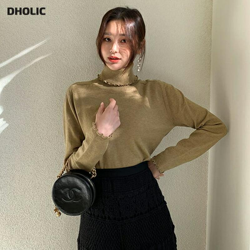【只今15%OFF】ウェーブタートルネックニット・全4色・b64493 レディース【tops】【韓国 ファッション トップス ニット ニットトップス ロングスリーブ 長袖 タートルネック ウェーブ ウェーブヘム シンプル カジュアル ベーシック ラフ 単色 無地 秋 冬】