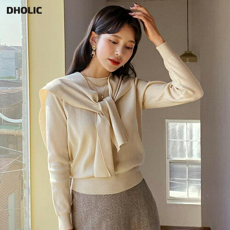 【只今15%OFF】ショール付ラウンドニット・全4色・t56258 レディース【tops】【韓国 ファッション トップス ニット ニットトップス ショール セット セット商品 ロングスリーブ 長袖 ラウンドネック シンプル 単色 無地 カジュアル リブ 大人 秋 冬】