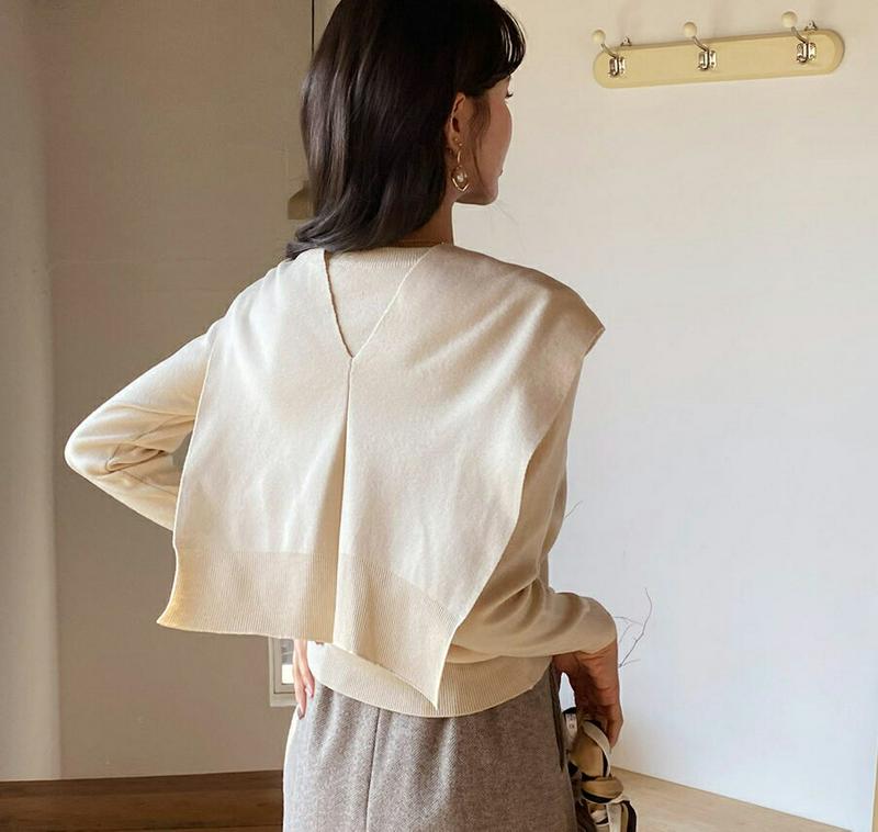 【只今15%OFF】ショール付ラウンドニット・全4色・t56258 レディース【tops】【韓国 ファッション トップス ニット ニットトップス ショール セット セット商品 ロングスリーブ 長袖 ラウンドネック シンプル 単色 無地 カジュアル リブ 大人 秋 冬】