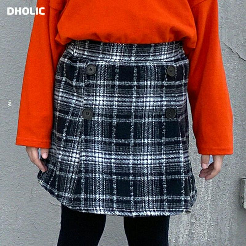 【キッズ20%OFF】起毛ダブルボタンチェックスカート(kids)・u09259 キッズ【3~8才】【sk】【スカート ミニスカート ショート丈 チェック柄 チェックスカート 起毛 ガーリー 可愛い かわいい 女の子 秋 冬 韓国 韓国子供服 子供 こども 子供服 こども服】【KIDS】