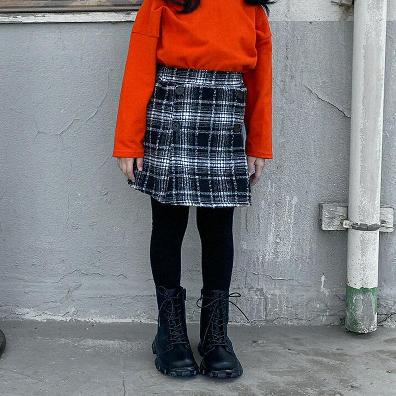 【キッズ20%OFF】起毛ダブルボタンチェックスカート(kids)・u09259 キッズ【3~8才】【sk】【スカート ミニスカート ショート丈 チェック柄 チェックスカート 起毛 ガーリー 可愛い かわいい 女の子 秋 冬 韓国 韓国子供服 子供 こども 子供服 こども服】【KIDS】