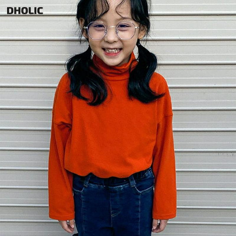 【キッズ20%OFF】ルーズハイネックTシャツ(kids)・u09197 キッズ【3~8才】【tops】【トップス Tシャツ 長袖 ハイネック 単色 無地 シンプル カジュアル ラフ 女の子 男の子 秋 冬 韓国 韓国子供服 子供 こども 子供服 こども服】【KIDS】