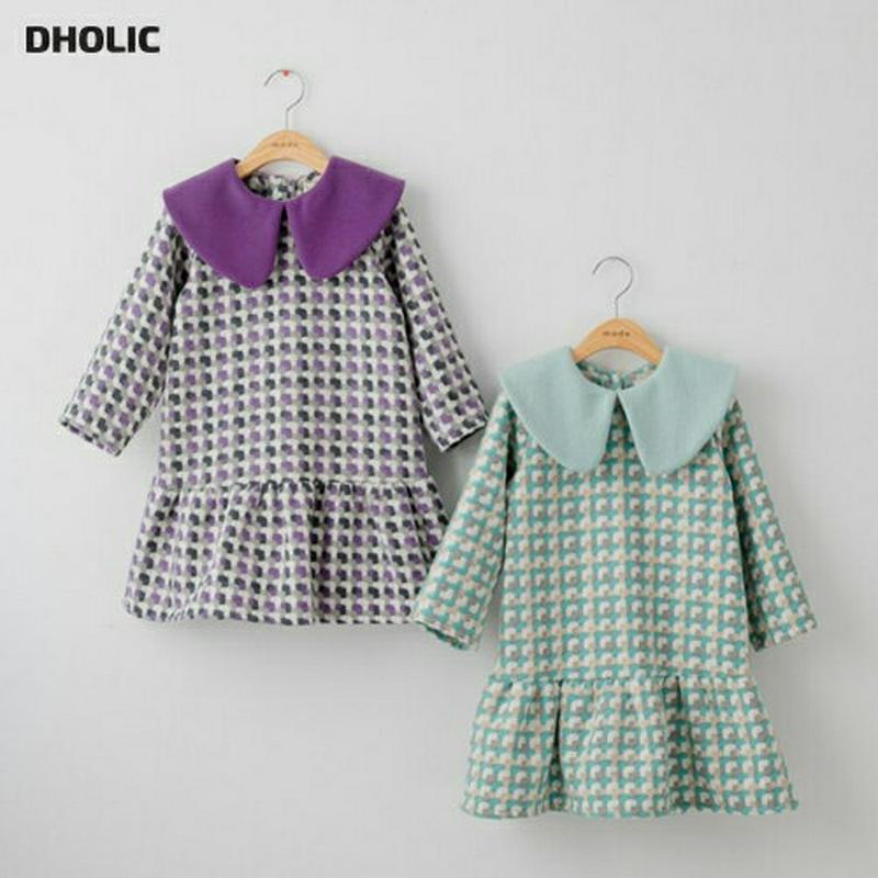 【キッズ30%OFF】ビッグカラーワンピース(kids)・u09138 キッズ【3~8才】【ops】【ワンピース ミディ丈 ミディワンピース 長袖 ビックカラー 襟コンシャス 総柄 可愛い かわいい 女の子 秋 冬 韓国 韓国子供服 子供 こども 子供服 こども服】【KIDS】