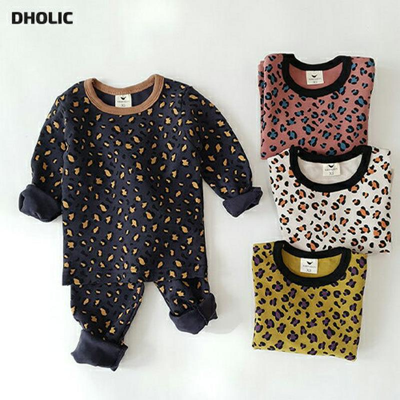 【キッズ30%OFF】レオパードルームウェア上下SET・u09093 キッズ【3~8才】【uw】【パジャマ ルームウェア 部屋着 上下 セット set トップス 長袖 パンツ ズボン レオパード 豹柄 ヒョウ柄 アニマル柄 女の子 男の子 韓国 韓国子供服 子供 こども 子供服 こども服】【KIDS】