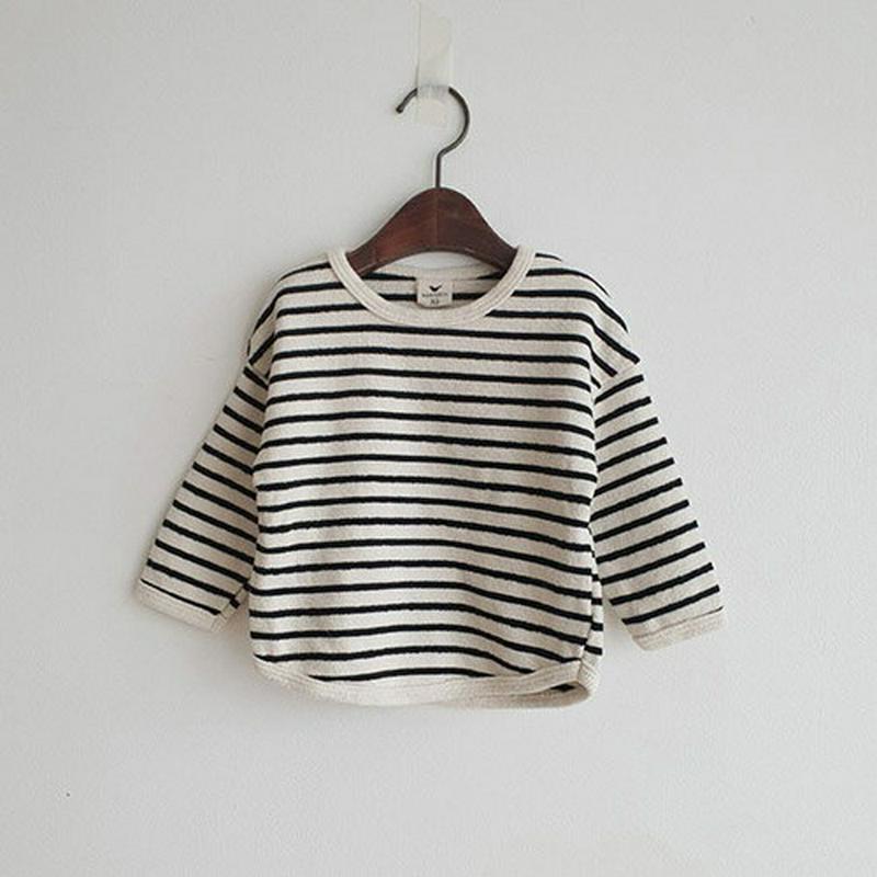 ボーダーコットンTシャツ・u09096 キッズ【3~8才】【tops】【トップス Tシャツ 長袖 ボーダー 柄 ロンT コットン 綿 カジュアル ラフ シンプル 女の子 男の子 秋 冬 韓国 韓国子供服 子供 こども 子供服 こども服】【KIDS】