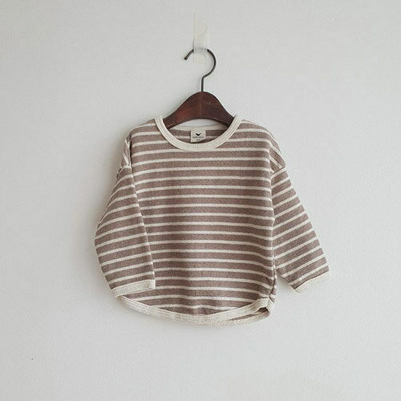 ボーダーコットンTシャツ・u09096 キッズ【3~8才】【tops】【トップス Tシャツ 長袖 ボーダー 柄 ロンT コットン 綿 カジュアル ラフ シンプル 女の子 男の子 秋 冬 韓国 韓国子供服 子供 こども 子供服 こども服】【KIDS】
