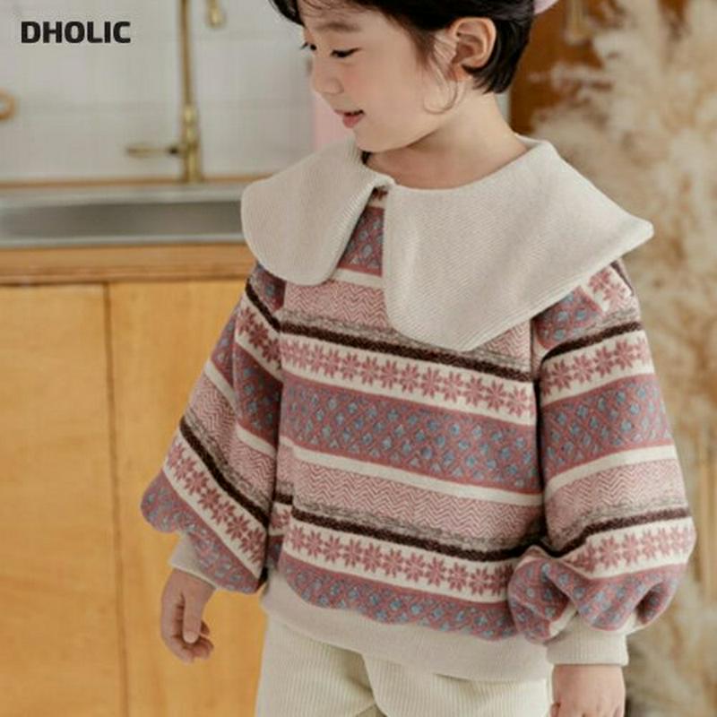 【キッズ20%OFF】ビッグカラーノルディックニット(kids)・u09146 キッズ【3~8才】【tops】【トップス ニット ニットトップス 長袖 ノルディック 総柄 ビックカラー 可愛い かわいい カジュアル 女の子 男の子 冬 韓国 韓国子供服 子供 こども 子供服 こども服】【KIDS】