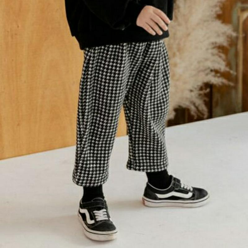 【キッズ20%OFF】裏起毛千鳥柄パンツ(kids)・u09144 キッズ【3~8才】【pt】【パンツ ズボン ロングパンツ 長ズボン 千鳥格子千鳥柄 カジュアル　裏起毛 ラフ ウエストゴム 女の子 男の子 冬 韓国 韓国子供服 子供 こども 子供服 こども服】【KIDS】