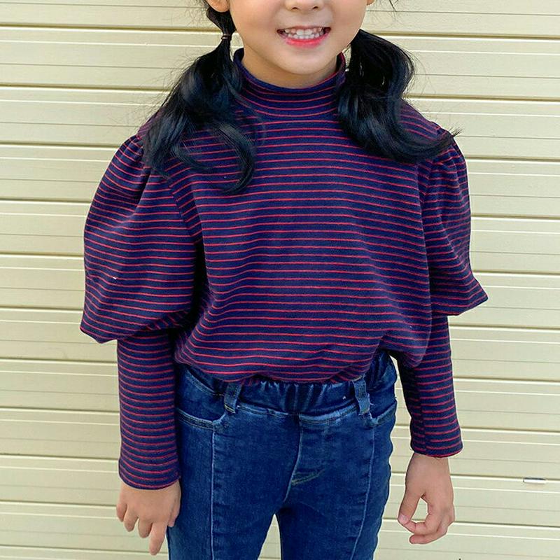 【キッズ20%OFF】パフスリーブボーダーTシャツ(kids)・u09217 キッズ【3~8才】【tops】【トップス Tシャツ 長袖 ボーダー柄 ロンT パフスリーブ ボリューム袖 カジュアル 女の子 秋 冬 韓国 韓国子供服 子供 こども 子供服 こども服】【KIDS】