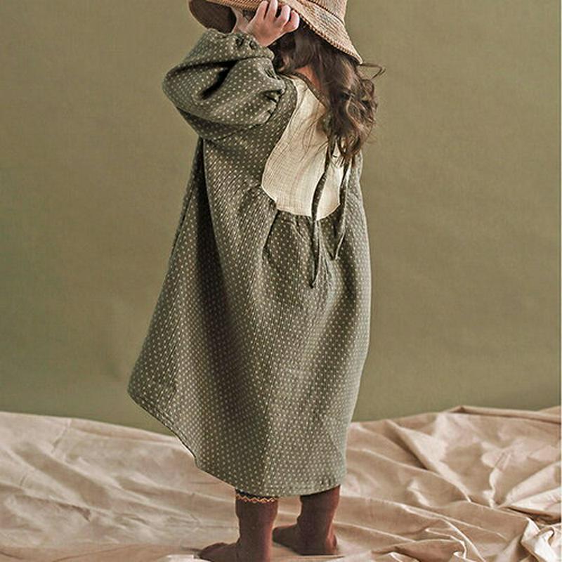 【キッズ20%OFF】パフ袖ドットワンピース・p009228 キッズ【3~8才】【ops】【ワンピース ロング ロングワンピース 長袖 ドット柄 パフスリーブ ボリューム袖 可愛い かわいい 女の子 秋 冬 韓国 韓国子供服 子供 こども 子供服 こども服】【KIDS】