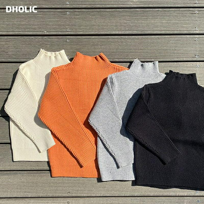 【キッズ20%OFF】ハイネックリブニット(kids)・u09113 キッズ【3~8才】【tops】【トップス ニット ニットトップス 長袖 ハイネック リブ リブトップス 単色 無地 シンプル ベーシック 女の子 男の子 秋 冬 韓国 韓国子供服 子供 こども 子供服 こども服】【KIDS】
