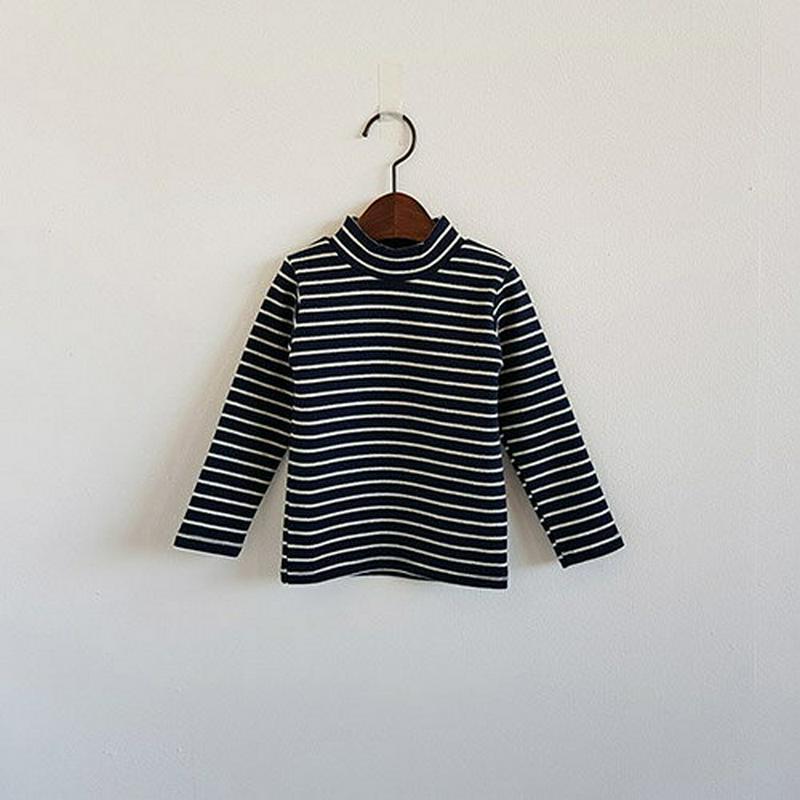 両起毛ボーダーハイネックTシャツ・u09094 キッズ【3~8才】【tops】【トップス Tシャツ 長袖 ハイネック ボーダー 柄 起毛 裏起毛 カジュアル ロンT シンプル ラフ 女の子 男の子 冬 韓国 韓国子供服 子供 こども 子供服 こども服】【KIDS】