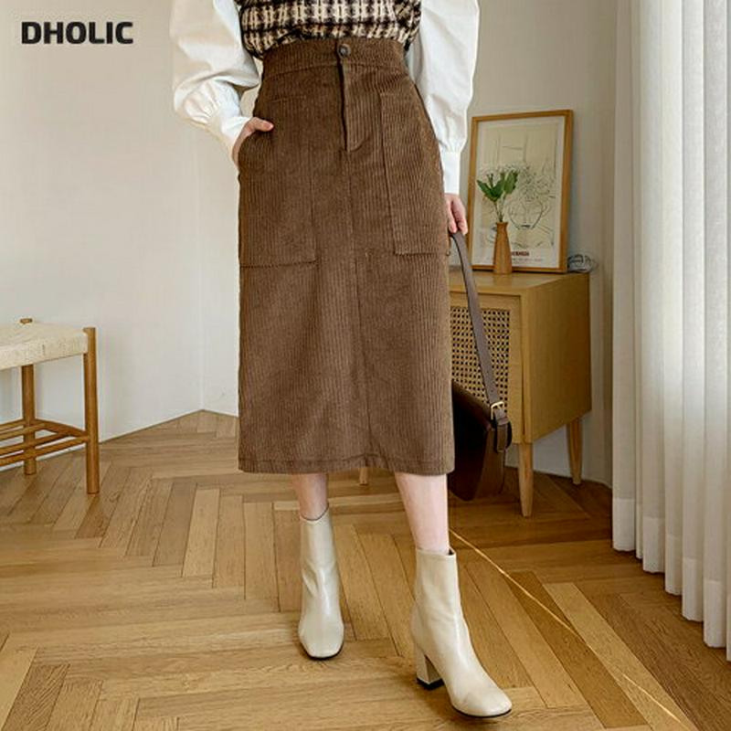 【只今10%OFF】コーデュロイペンシルスカート・全3色・t56272 レディース【sk】【韓国 ファッション ボトムス スカート ロング丈 ロングスカート ペンシルスカート コーデュロイ Hライン ポケット スリット バックゴム シンプル 大人 上品 秋 冬】