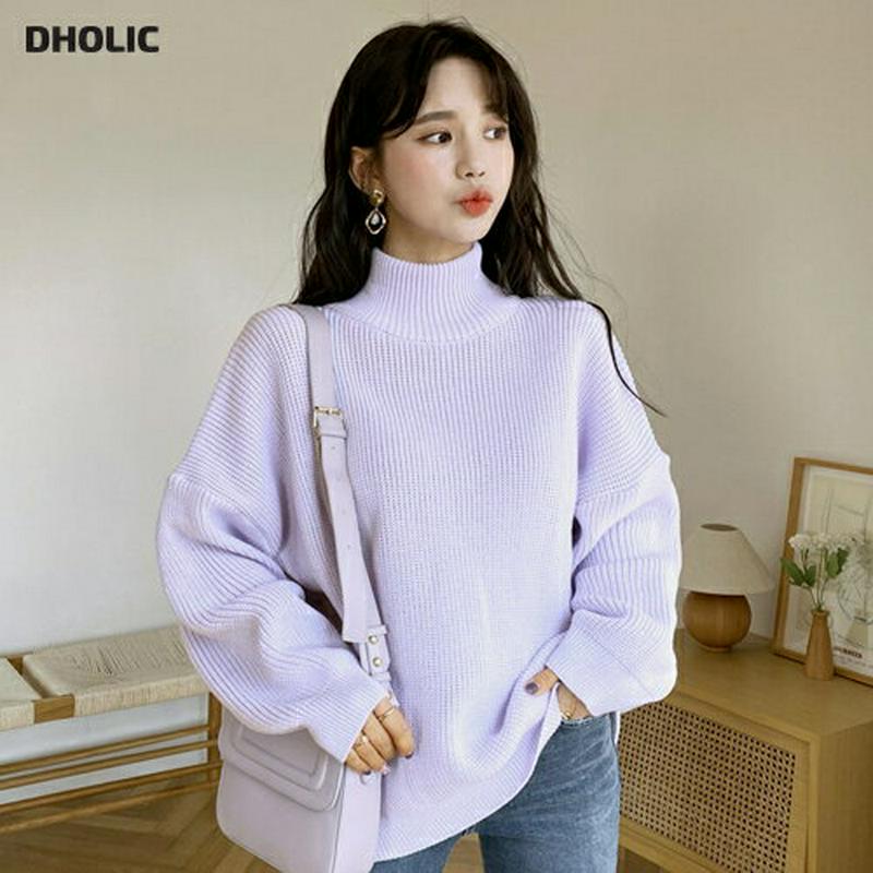 【只今15%OFF】ハーフネックルーズニット・全3色・b56259 レディース【tops】【韓国 ファッション トップス ニット ニットトップス 長袖 ロングスリーブ ドロップショルダー リブ ハーフネック ゆったり シンプル カジュアル 単色 無地 ラフ 秋 冬】