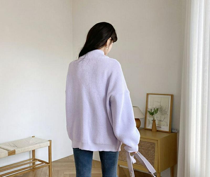 【只今15%OFF】ハーフネックルーズニット・全3色・b56259 レディース【tops】【韓国 ファッション トップス ニット ニットトップス 長袖 ロングスリーブ ドロップショルダー リブ ハーフネック ゆったり シンプル カジュアル 単色 無地 ラフ 秋 冬】